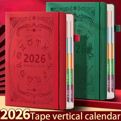 2026 A5 Portable Textured PU Agenda Book English Calendar No