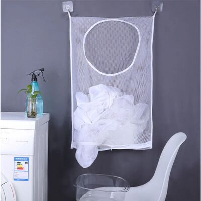 1PC Foldable mesh laundry basket for home use; wall-mounted