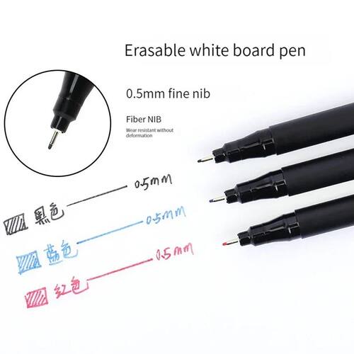 3 Colors 0.5mm Dry Erase Markers Erasable Whiteboard Marker