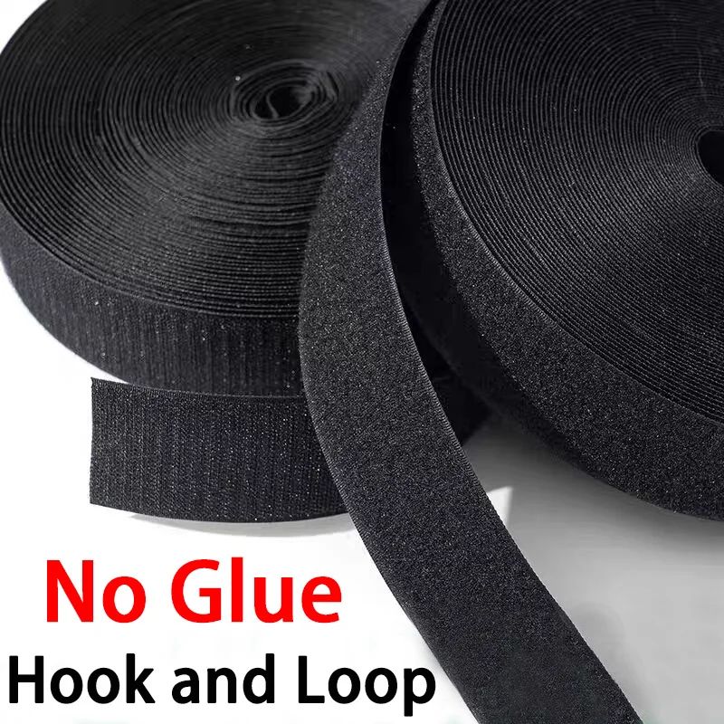 1/2/3/5/10/25M Black 2-5CM No-Glue Magic Hook & Loop Tape |