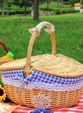 Handmade Wicker Picnic Basket with Handle Picnic Willow Wove