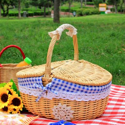 Handmade Wicker Picnic Basket with Handle Picnic Willow Wove