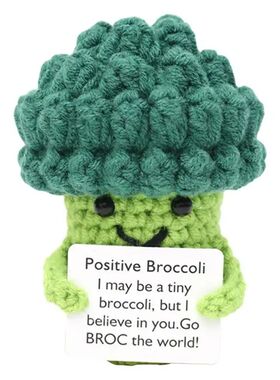 1Pcs Positive Crocheted Vegetable with Encouraging Card Emot
