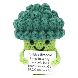 1Pcs Positive Crocheted Vegetable with Encouraging Card Emot