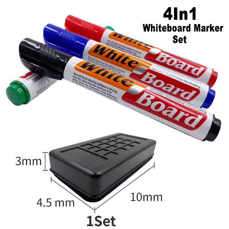 4Pcs Color Erasable Whiteboard Marker Pen With White Board