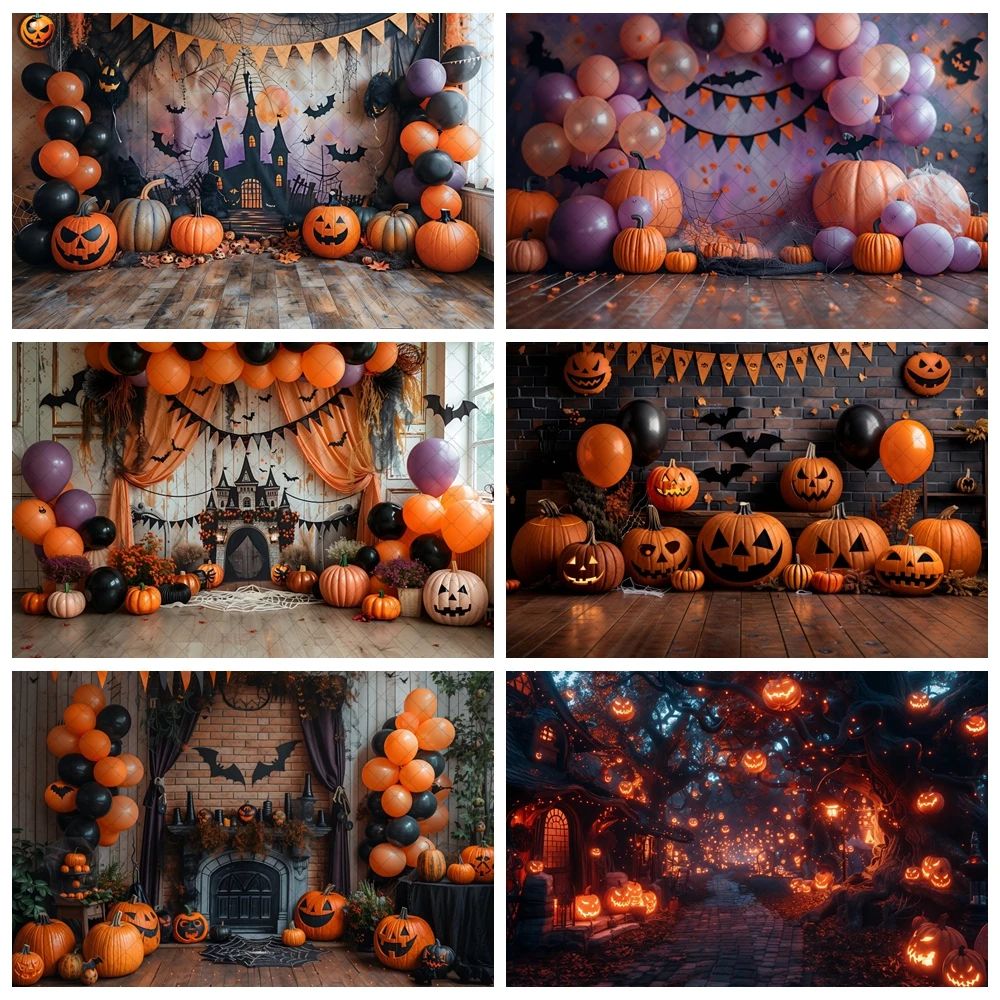 Photography Background Spooky Halloween Balloon Pumpk Kids B