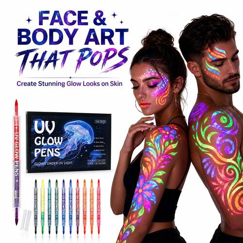 Dual-Head UV Body Painting Markers Fluorescent Face Paint Pe