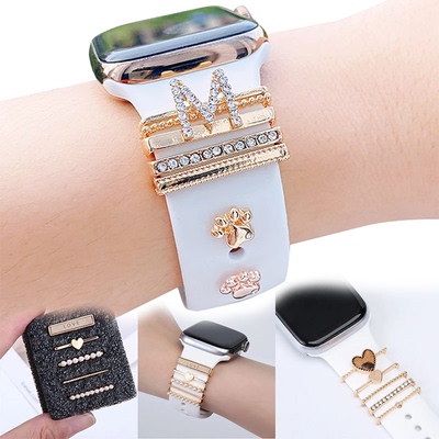 For Apple Watch Band Metal Charms Decorative Ring Diamond
