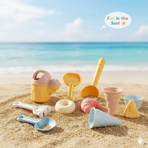 11-Piece Set of Children's Beach Toys Straw Water Bottle Set