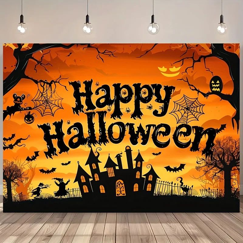 1 Halloween Happy Party Background Cloth - Horror Pumpkin Ba