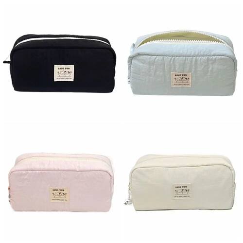 New Solid Color Pen Bag Large Capacity Canvas Pencil Case Gi