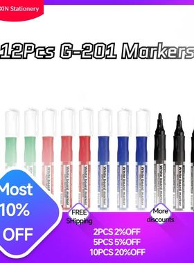 12Pcs Erasable Whiteboard Refilled Pens Dry Eraser Marker Fo