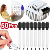 50pcs Dry Black Pens Whiteboard Marker Magnetic Erase