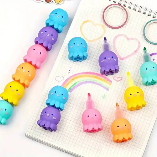 1pc 5-in-1 Octopus Shaped Highlighter Set - Unique and Fun M