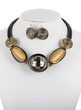 necklace set women jewelry 树脂铝条编织项链套装欧美夸张颈链