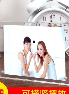 acrylic photo frame set with print photo crystal plexiglass