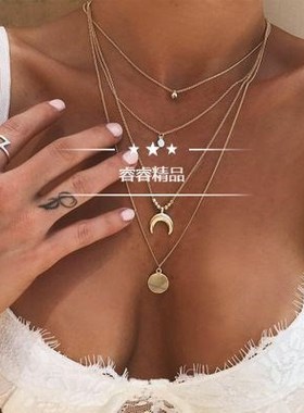 Female Fashion accessories Multilayer Moon Women's Necklace
