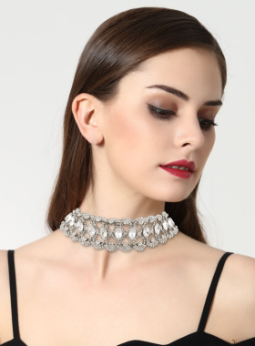 欧美夸张锆石水晶颈链性感项链女 choker necklace women jewelry