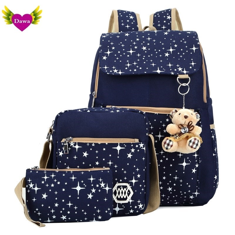 2019 women school bags travel laptop bag set canvas backpack