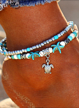波西米亚海滩脚链女 vintage ankletsnwomen hand catenary