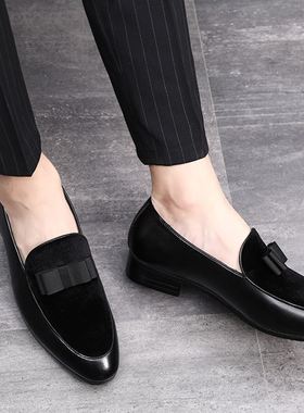 19新款男士大码蝴蝶结皮鞋外贸4678码Large soes men's students