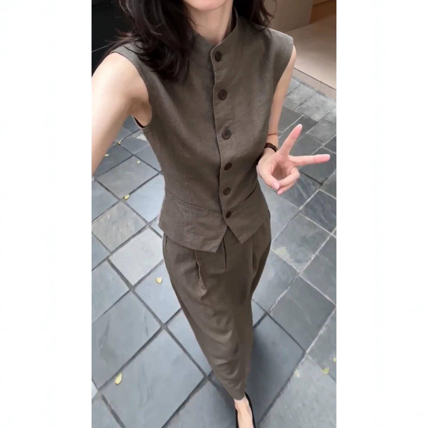 极简智感穿搭一整套装连衣裙子女夏季2026新款气质背心马甲长裙