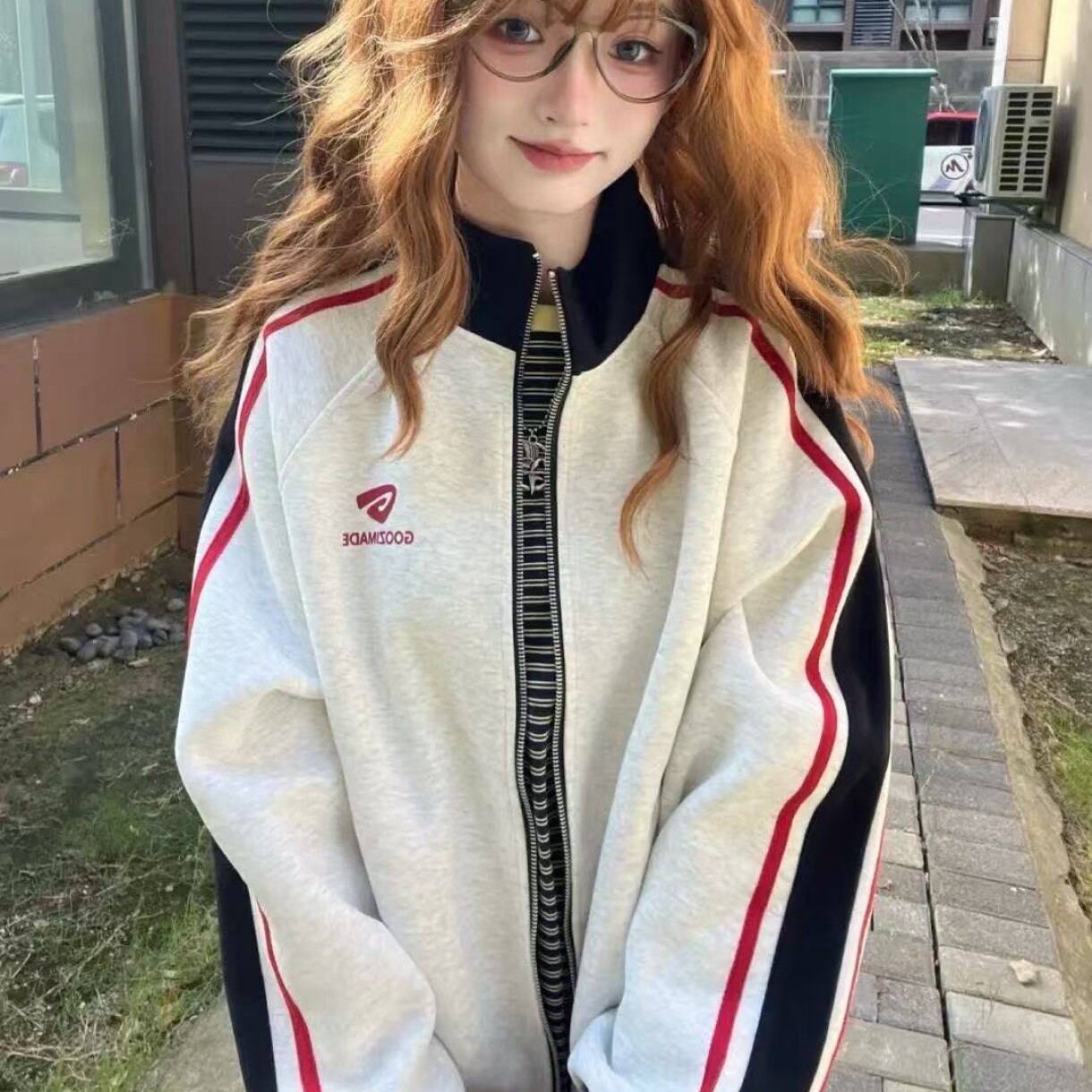 原版压线+白金拉链+印花纯棉华棉复合拉链外套卫衣男女