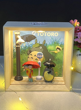 宫崎骏龙猫千与千寻动漫手办公仔摆件小夜灯相框送同学生日礼物