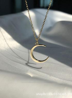 S925银小众设计月亮项链女地摊货源潮锁骨链网红简约气质百搭韩版
