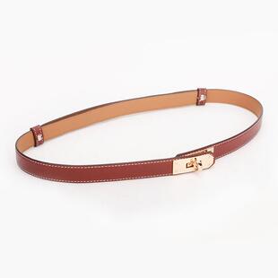 Kelly韩版细腰带女士腰封锁扣简约头层牛皮配大衣裤裙装饰高级感