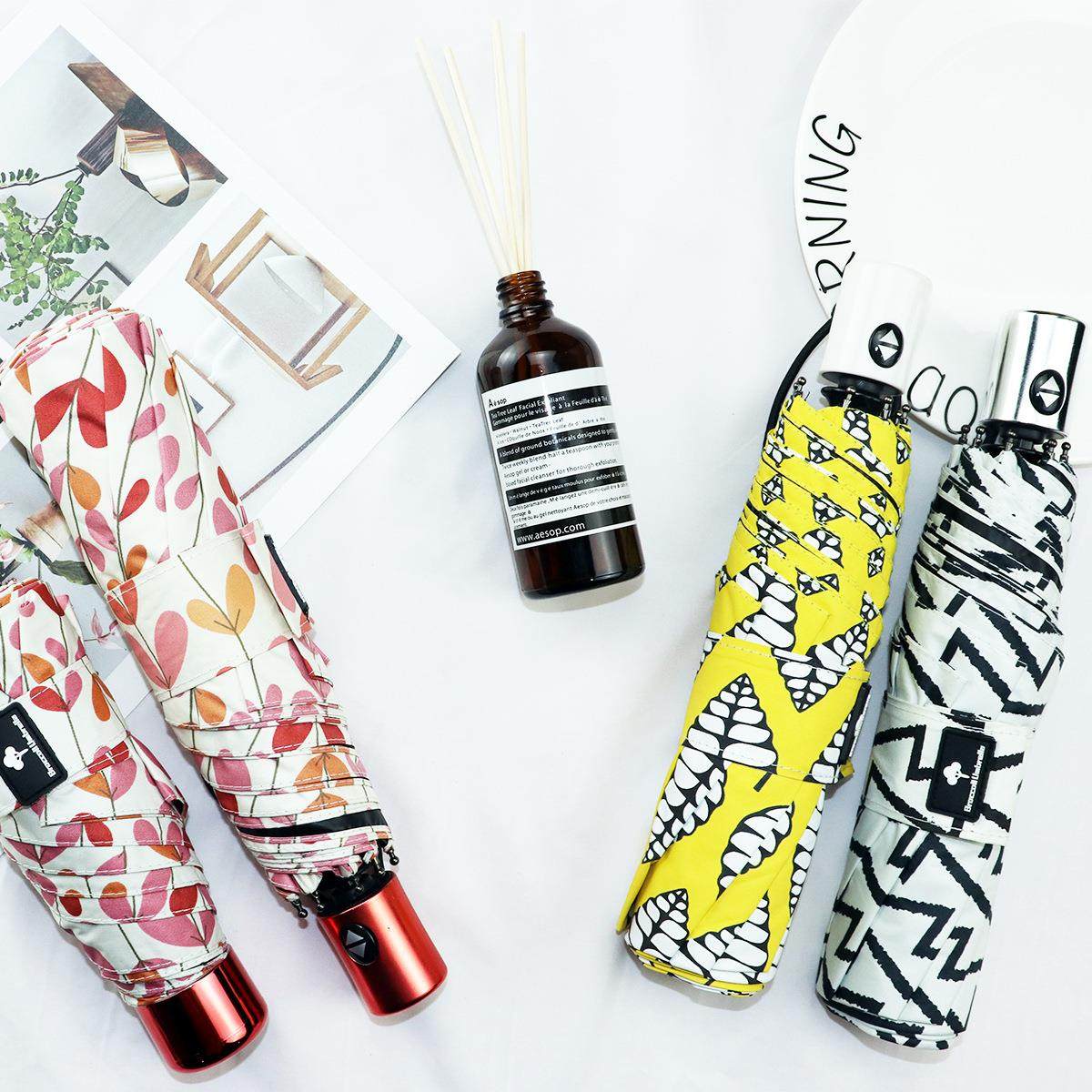 帛珂丽艾拉伞业超轻三折自动伞防晒黑胶休闲全自动晴雨伞礼盒伞