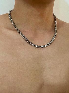 不掉色占庭项链欧美霸气钛钢链条回型链ins朋克饰品嘻哈个性百搭