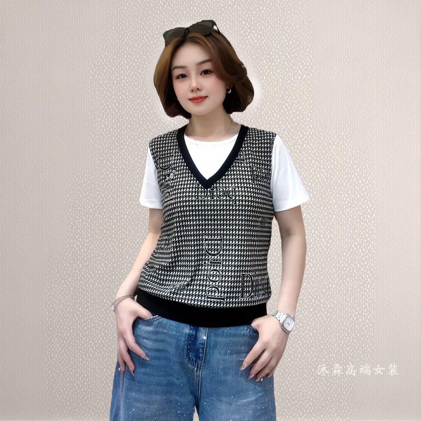 斐斐2026夏季新款宽松大码修身显瘦气质女打底衫百搭上衣T恤1807