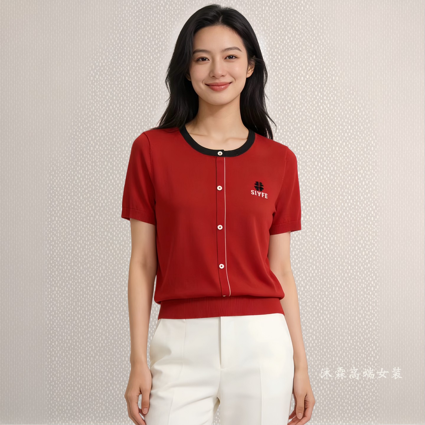 沐紫霖2026夏季新款大码显瘦宽松莱赛尔天丝针织衫女上衣t恤26Z10