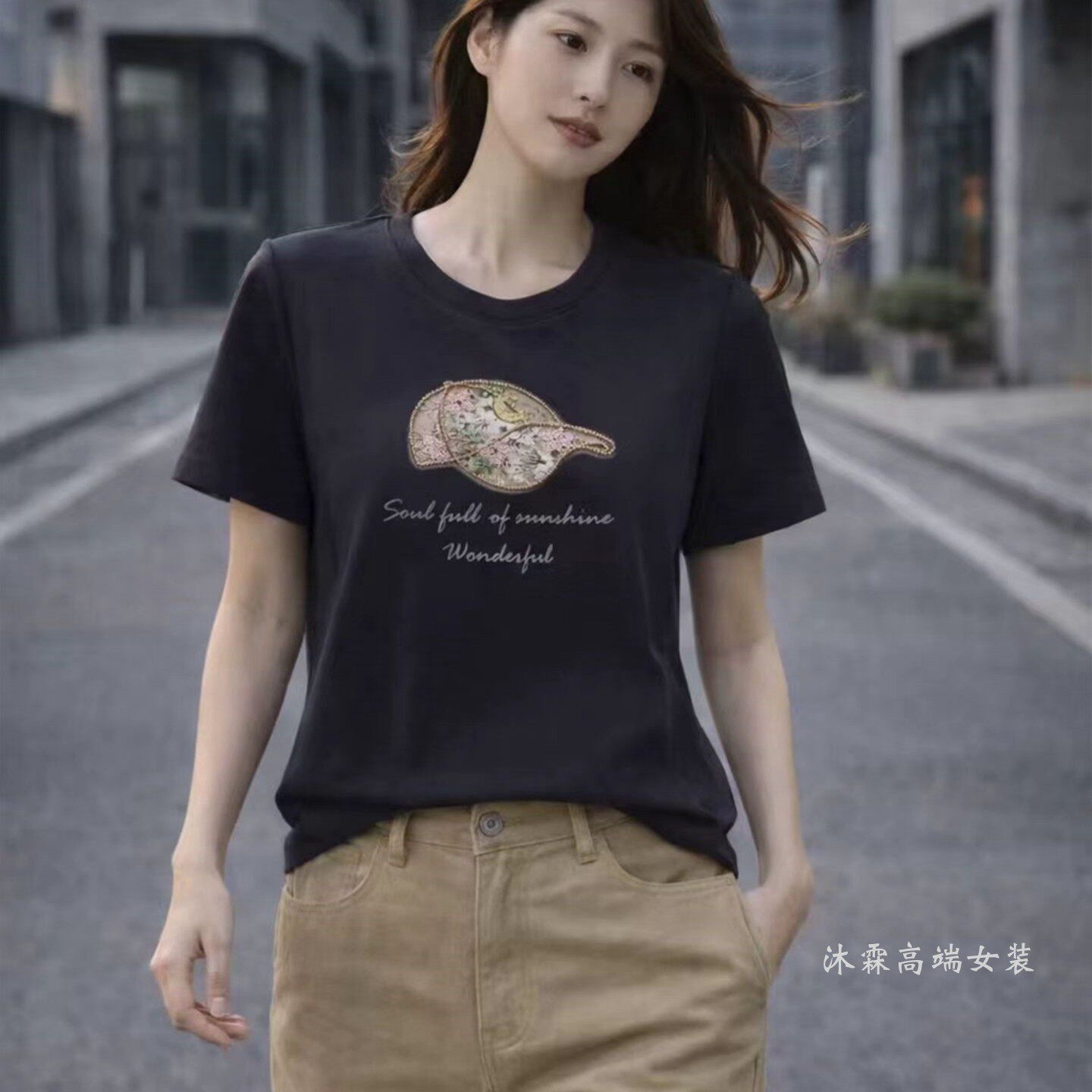 台湾1668道尚遇2026夏季新时尚大码显瘦宽松打底衫上衣t恤560730