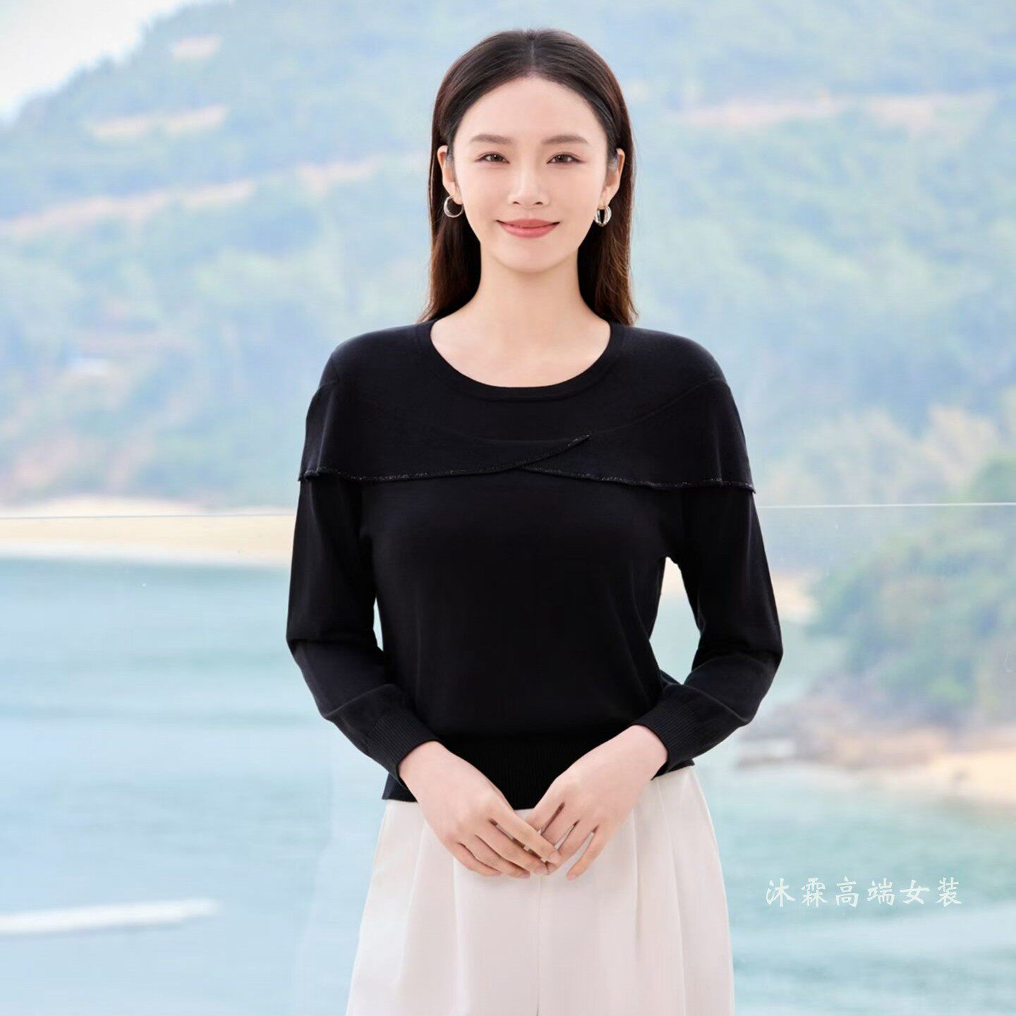 沐紫霖2026春夏季新款大码显瘦宽松莱赛尔天丝针织衫上衣t恤57186