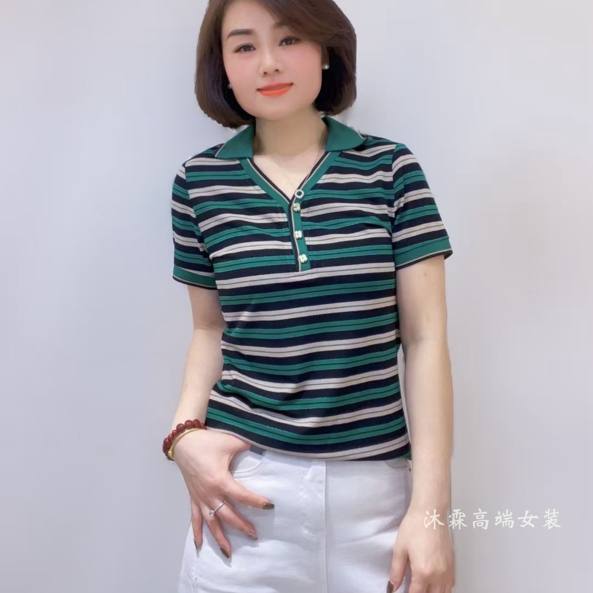 斐斐2025夏季新款宽松大码修身显瘦气质女打底衫短袖上衣T恤5201