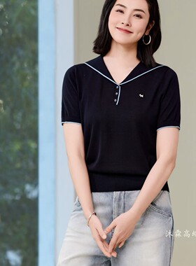 沐紫霖2026夏季新款大码显瘦宽松莱赛尔天丝针织衫女上衣t恤93531