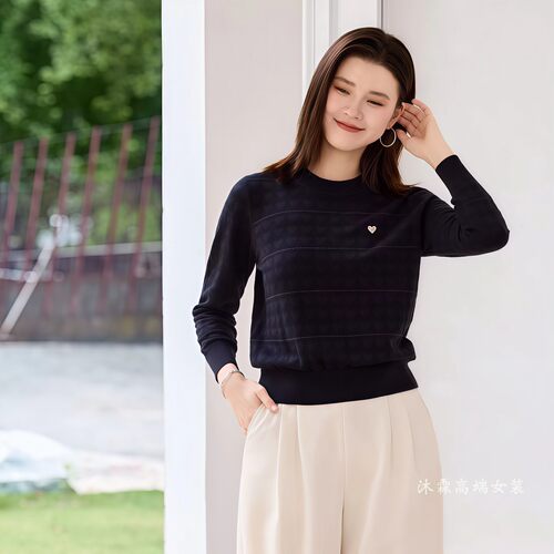 沐紫霖2026秋冬新大码显瘦宽松莱赛尔天丝针织衫女上衣t恤22093B