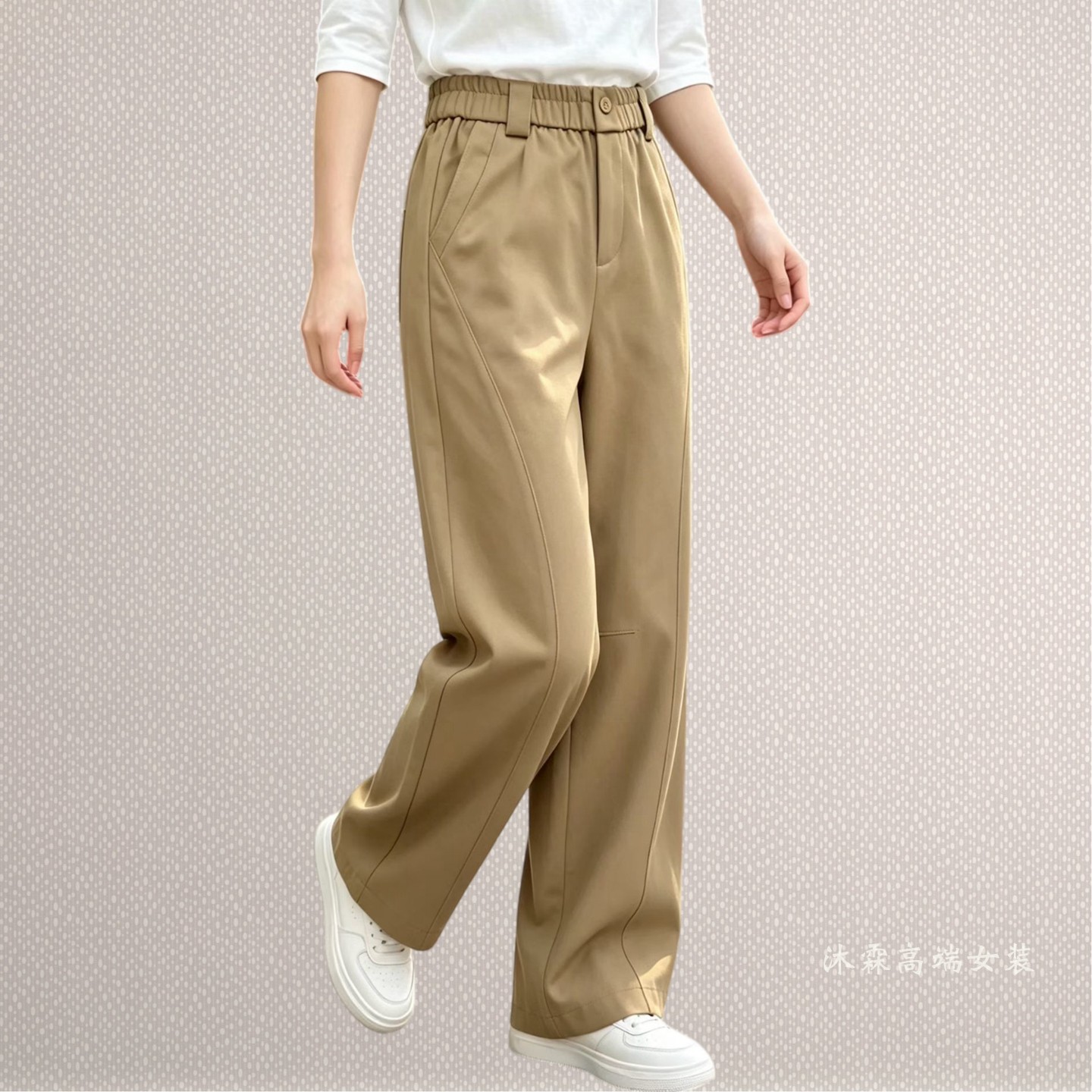 雅姿赏色珊瑚花2026秋冬新宽松大码修身显瘦胖M休闲直筒女裤29015