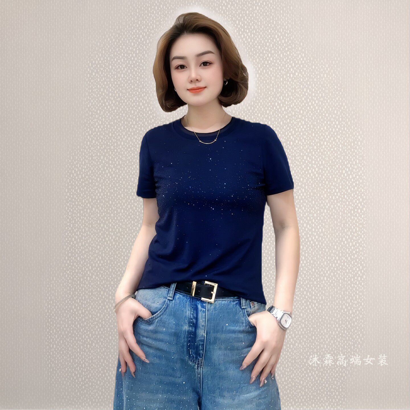 斐斐2026夏季新款宽松大码修身显瘦气质女打底衫百搭上衣T恤1816