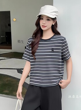 阳龙2026夏季新款大码修身显瘦宽松气质女上衣打底t恤衫B26-9011