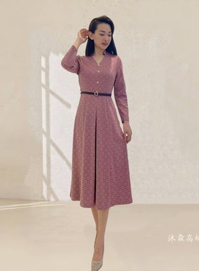 詹雅斐2025秋冬新款时尚显瘦大码气质修身妈妈婚宴礼服连衣裙5008