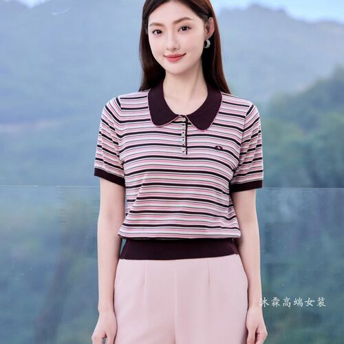 沐紫霖2026夏季新款大码显瘦宽松莱赛尔天丝针织衫女上衣t恤57105