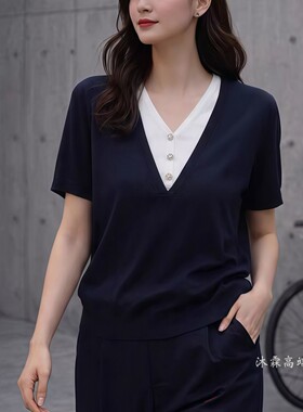 1668美季然亮2026夏季新大码显瘦莱赛尔天丝针织衫上衣t恤680100