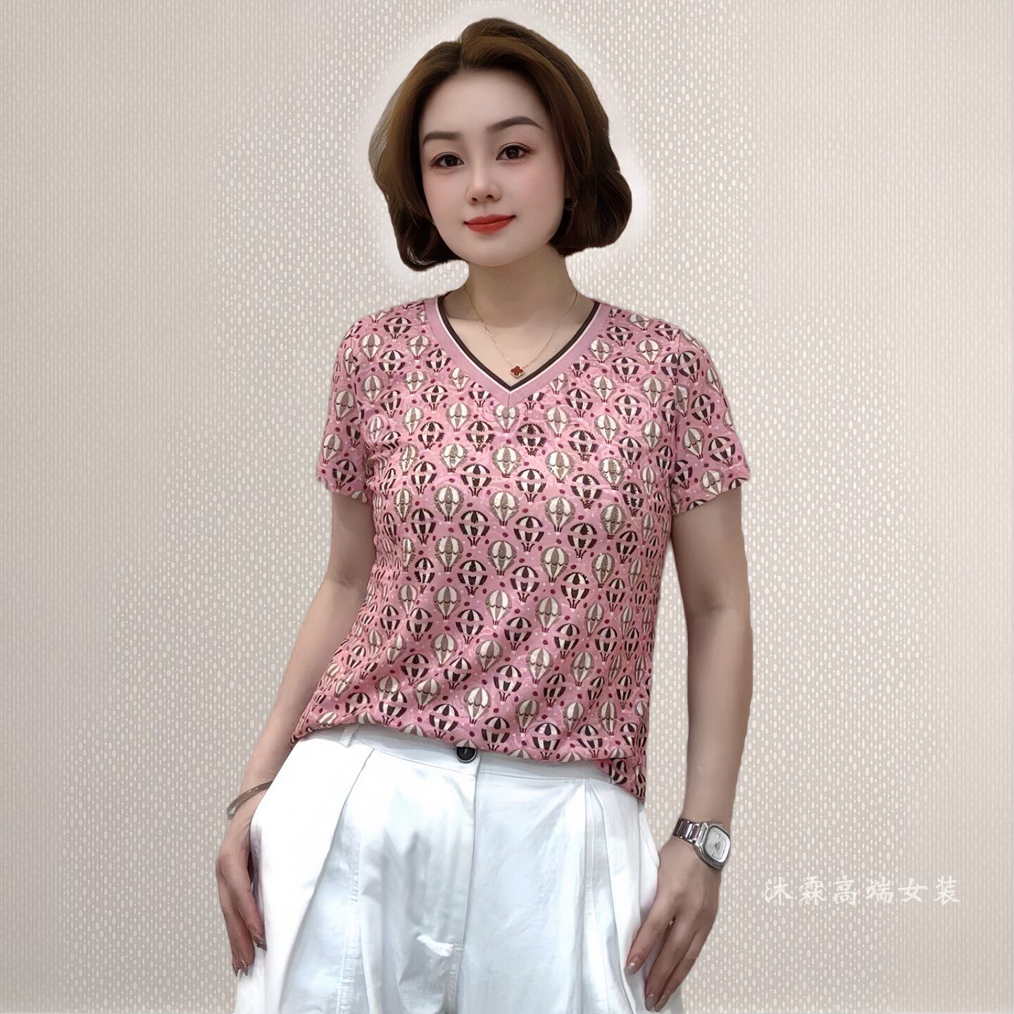 斐斐2026夏季新款宽松大码修身显瘦气质女打底衫百搭上衣T恤2823