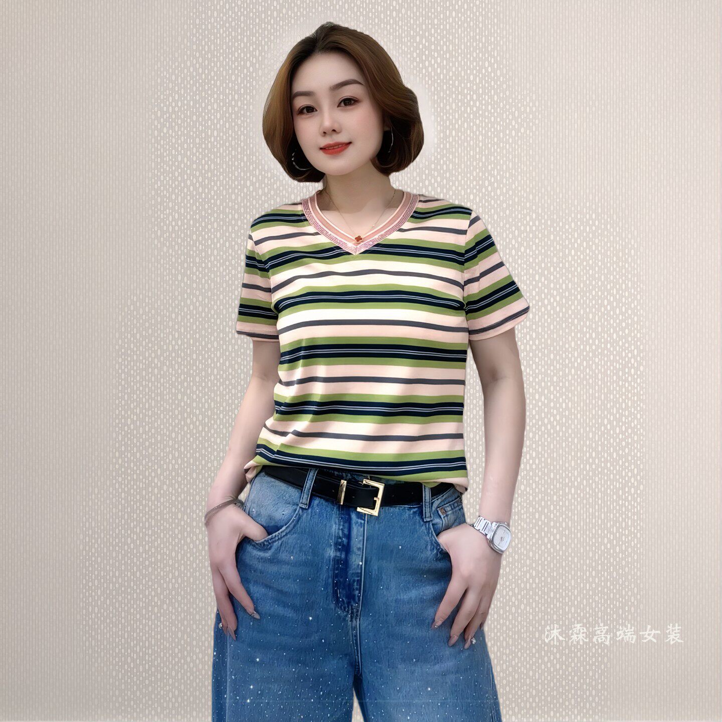 斐斐2026夏季新款宽松大码修身显瘦气质女打底衫百搭上衣T恤1820