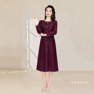 气质修身 显瘦大码 妈妈婚宴礼服连衣裙5011 时尚 詹雅斐2025秋冬新款