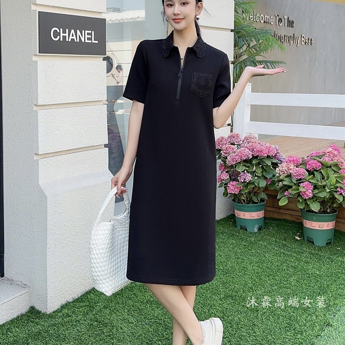 阳龙2025夏季新款大码休闲显瘦宽松修身气质女百搭连衣裙B25-5313