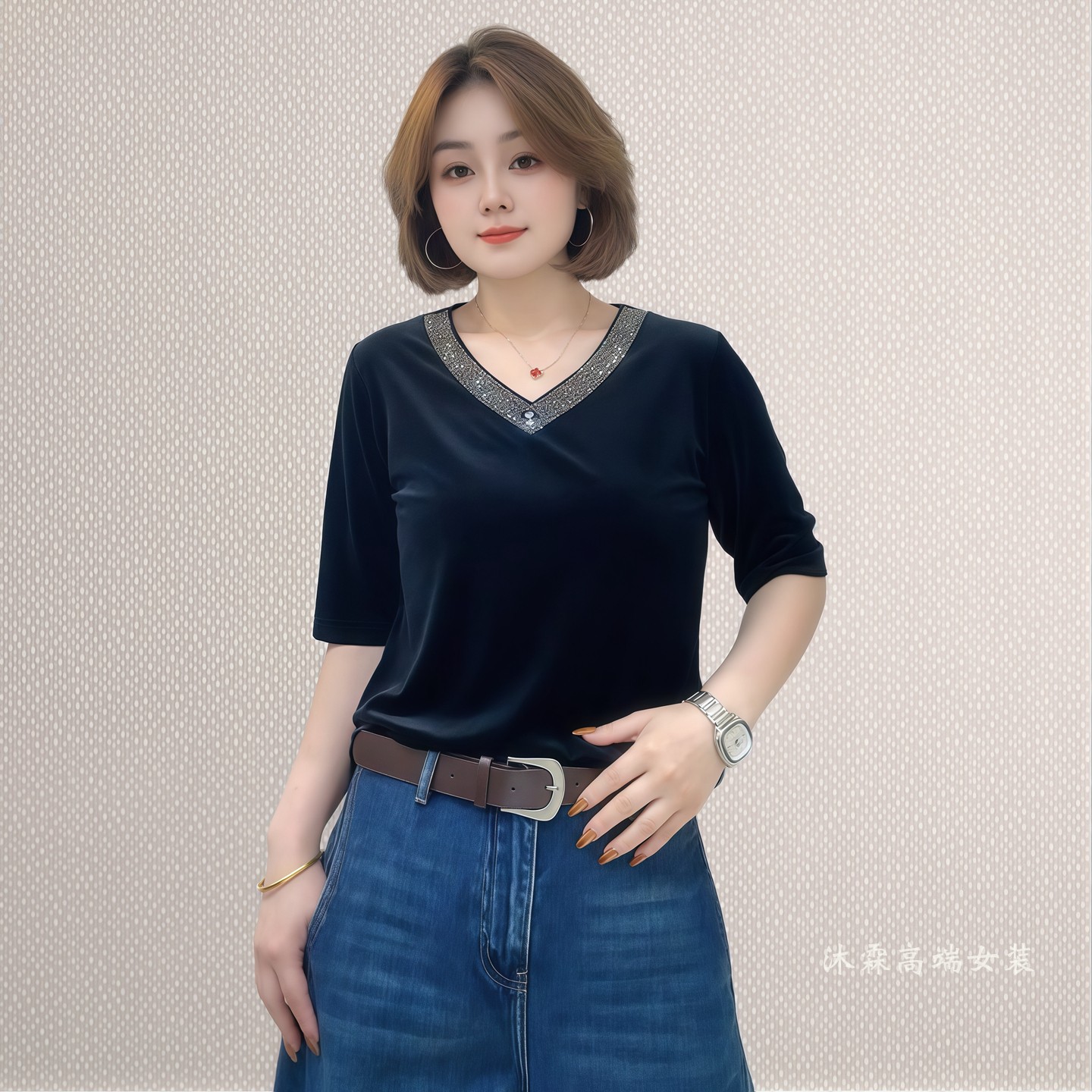 斐斐2026秋冬新款宽松大码修身显瘦气质女打底衫百搭上衣T恤9902